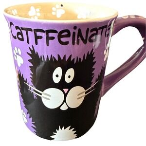 Catffeinated Decatf Mug Our Name is Mud Purple Cat Theme Excell my